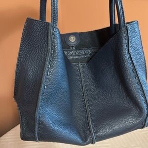 TheSak brand Los Feliz purse. 14x8. Blue and tan leather